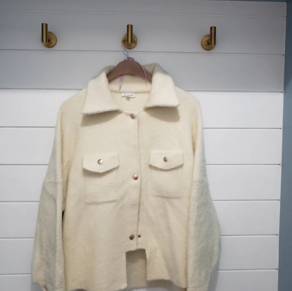Bucket list faux fur collard jacket
